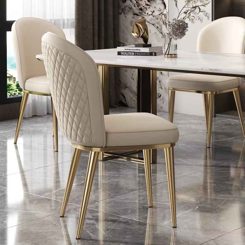 Gold Legs PU Leather Dining Chairs Set of 6