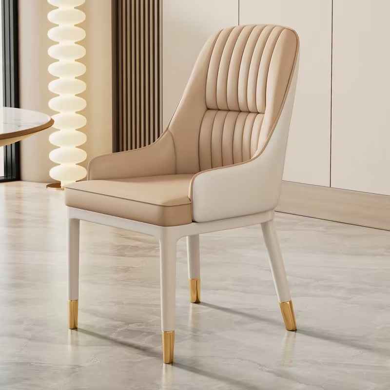 Ash wood Upholstered PU Leather wooden leg Dining Chairs for 6