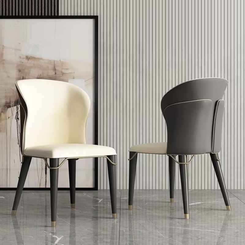 White Leather Dining Chairs Set of 6