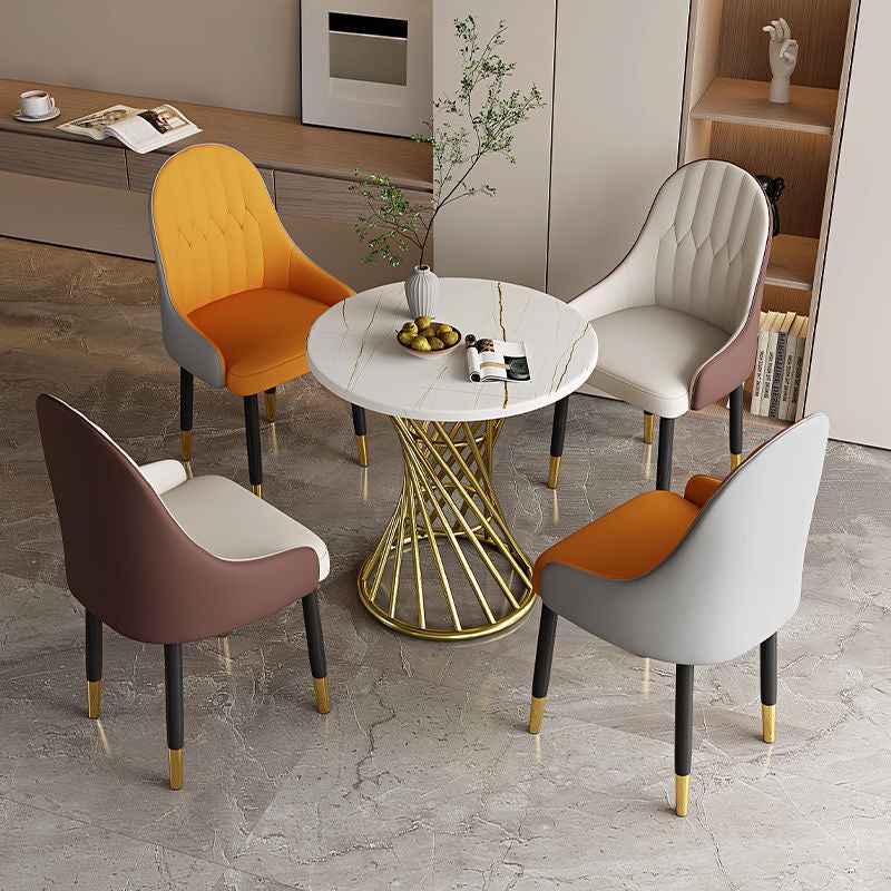 White Golden Metal Legs Upholstered Dinging chair