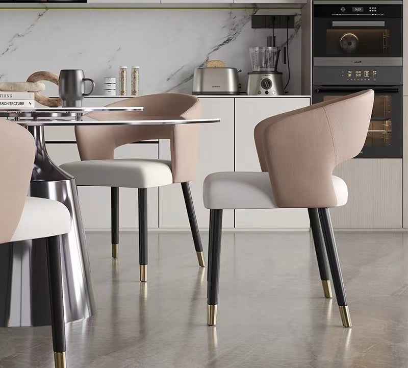 Steel legs and PU Leather dinging chair