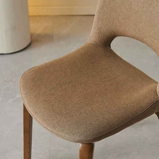 Dining Chair Set of 2, Mid-Century Modern Upholstered Wood, Armless w/Seat Cushion, Padded Backrest - ASH wood /brown