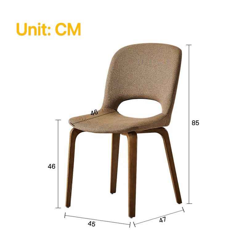 Dining Chair Set of 2, Mid-Century Modern Upholstered Wood, Armless w/Seat Cushion, Padded Backrest - ASH wood /brown