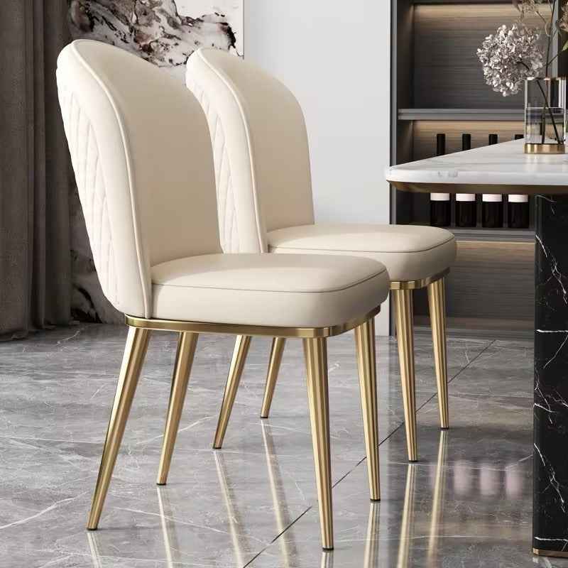 Gold Legs PU Leather Dining Chairs Set of 6