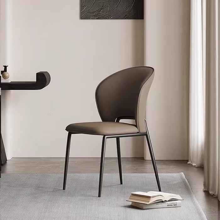 Brown leather dining chairs