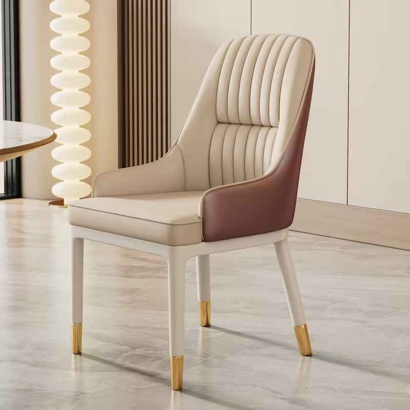 Ash wood Upholstered PU Leather wooden leg Dining Chairs for 6