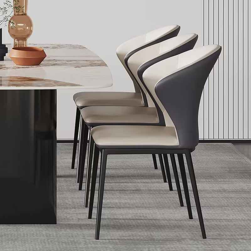 Brown white Waterproof Dining Chairs Set of 6