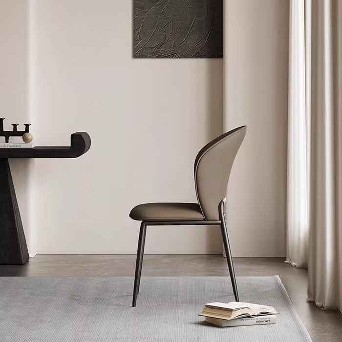 Brown leather dining chairs