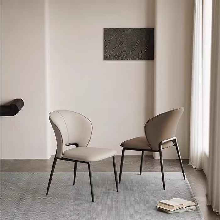 Brown leather dining chairs