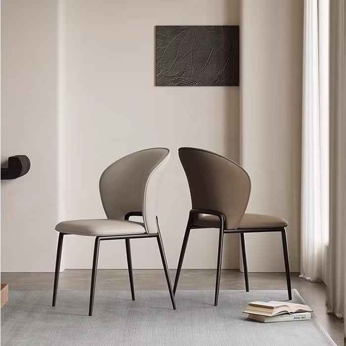 Brown leather dining chairs