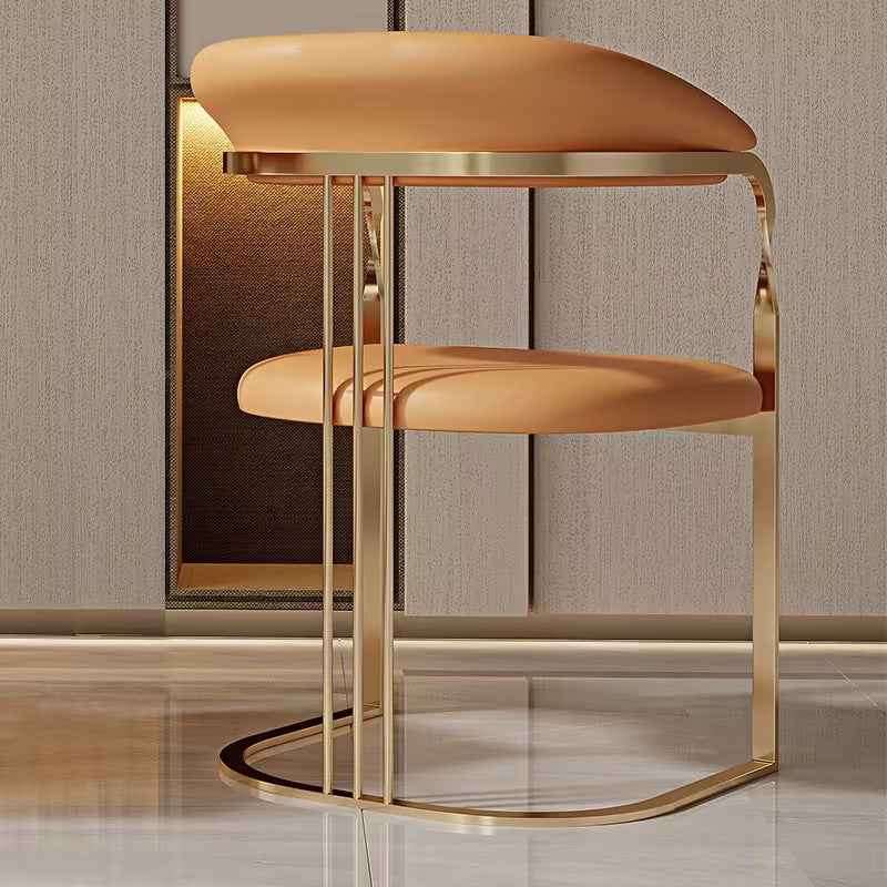 Gold Bar chair stool Orange material Stainless Steel kitchen stool Dining chair