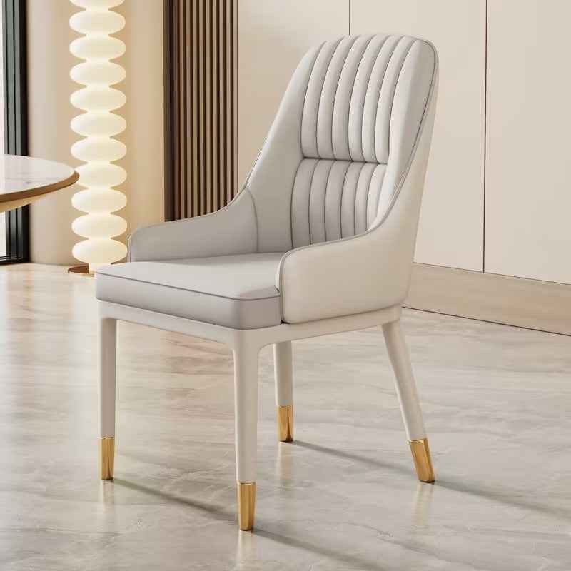 Ash wood Upholstered PU Leather wooden leg Dining Chairs for 6