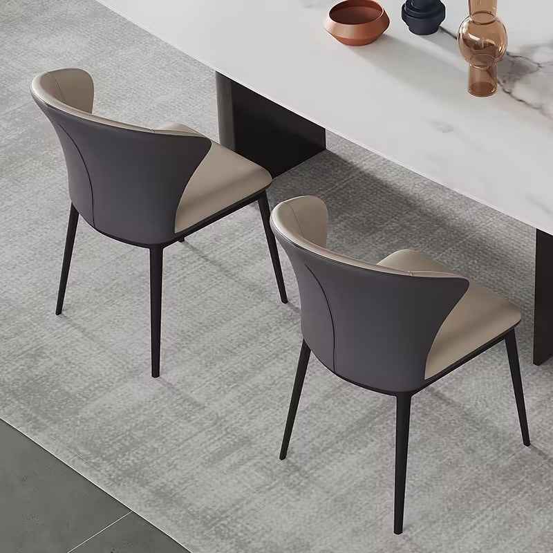 Brown white Waterproof Dining Chairs Set of 6