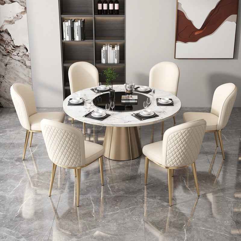 Gold Legs PU Leather Dining Chairs Set of 6