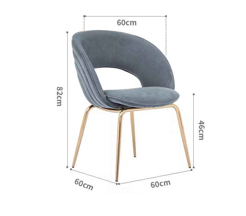 Modern Grey Velvet Dining Chair Gold kitchen chair set