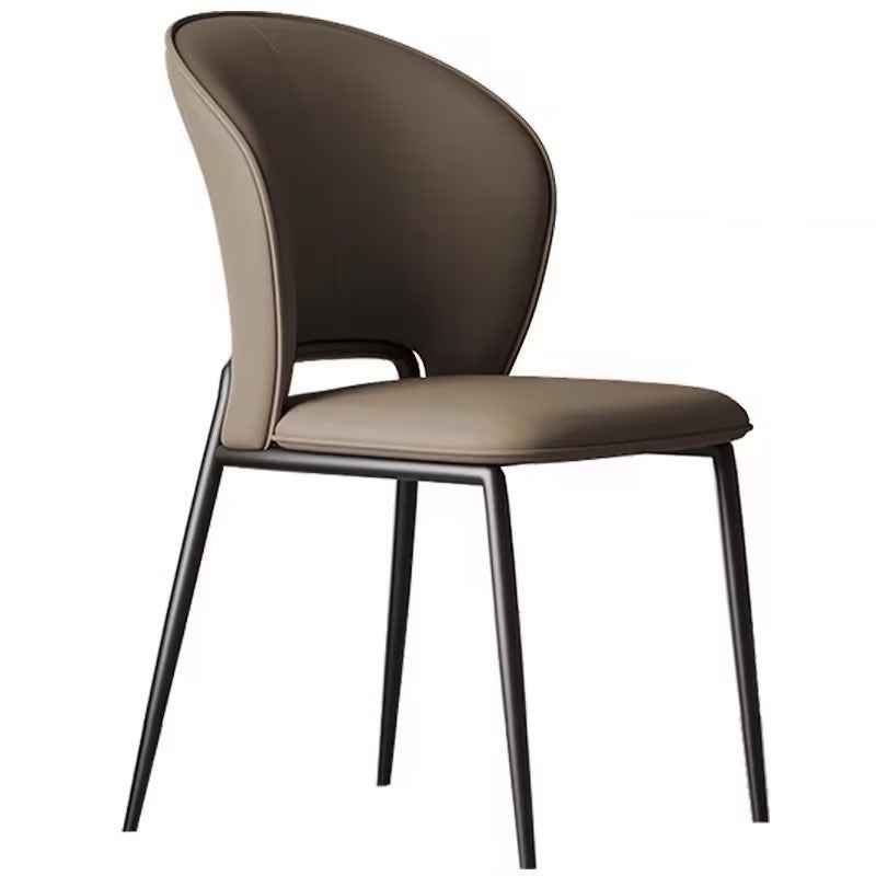 Brown leather dining chairs