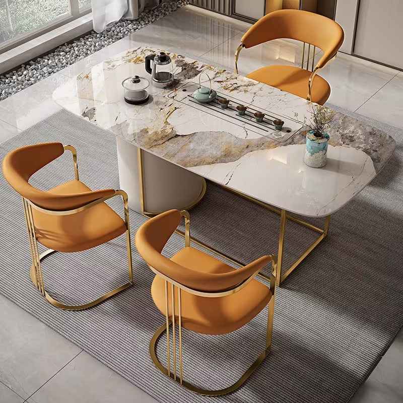 Gold Bar chair stool Orange material Stainless Steel kitchen stool Dining chair