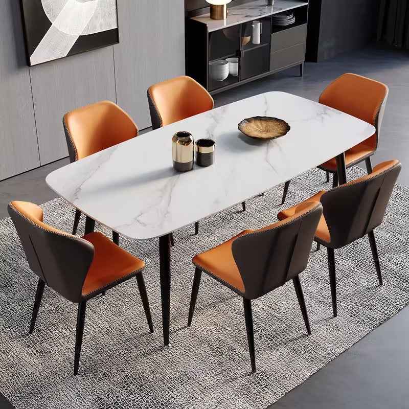 Leather Brown Kitchen Dining Chairs Set of 6