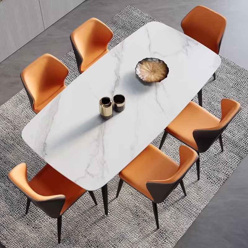 Leather Brown Kitchen Dining Chairs Set of 6