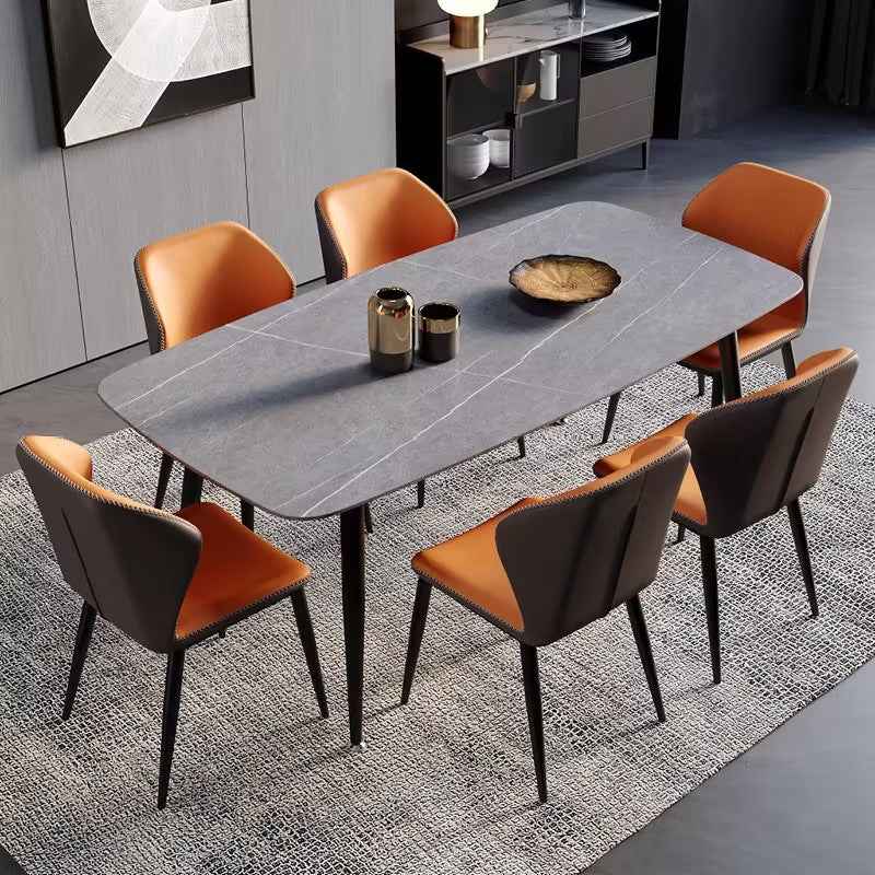 Leather Brown Kitchen Dining Chairs Set of 6