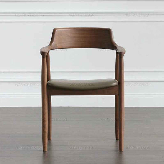 Walnut Wooden Dining Chairs Set of 6, Modern All solid wood Dining Room Chair, Farmhouse Kitchen Side Chairs with Foot Pegs