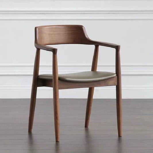Walnut Wooden Dining Chairs Set of 6, Modern All solid wood Dining Room Chair, Farmhouse Kitchen Side Chairs with Foot Pegs