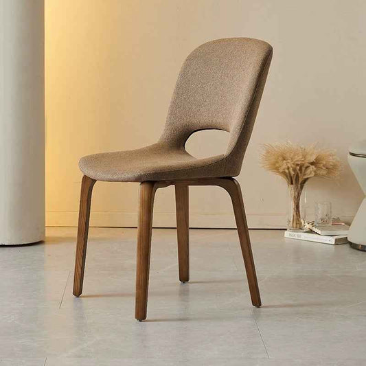 Dining Chair Set of 2, Mid-Century Modern Upholstered Wood, Armless w/Seat Cushion, Padded Backrest - ASH wood /brown