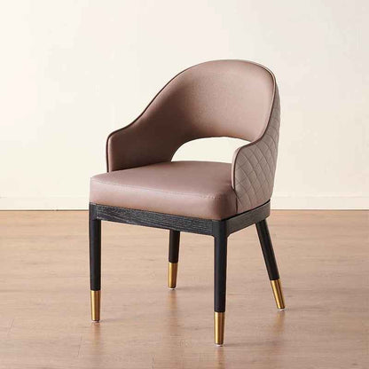 Dining Chairs Upholstered Faux Leather Dining Chairs with Arms Modern Chairs for Living Room Arm Chairs with Wood Frame Brown Leatherwith Wood leg