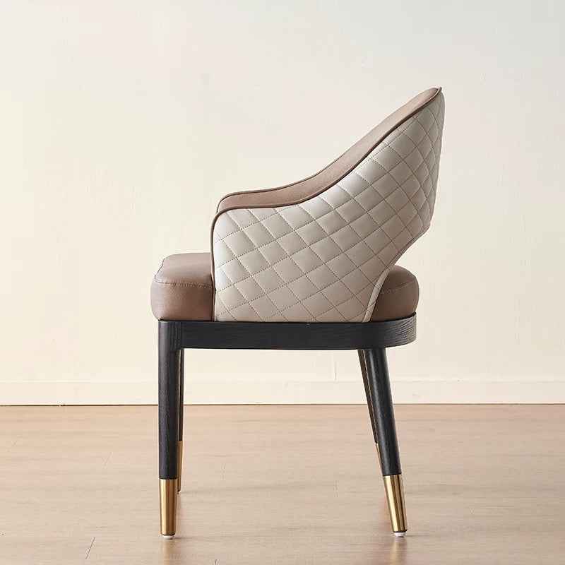 Dining Chairs Upholstered Faux Leather Dining Chairs with Arms Modern Chairs for Living Room Arm Chairs with Wood Frame Brown Leatherwith Wood leg