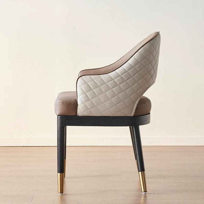 Dining Chairs Upholstered Faux Leather Dining Chairs with Arms Modern Chairs for Living Room Arm Chairs with Wood Frame Brown Leatherwith Wood leg