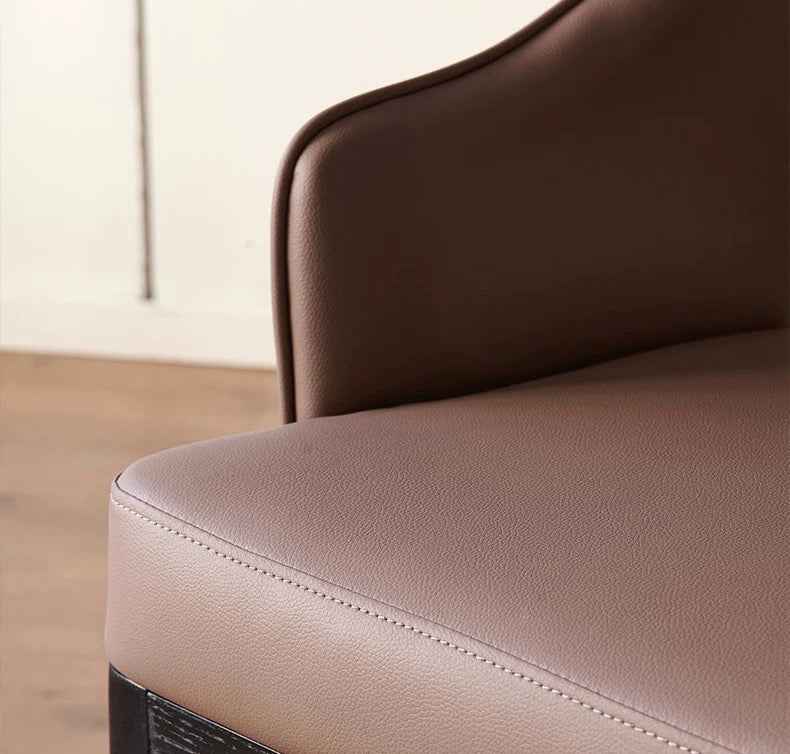 Dining Chairs Upholstered Faux Leather Dining Chairs with Arms Modern Chairs for Living Room Arm Chairs with Wood Frame Brown Leatherwith Wood leg