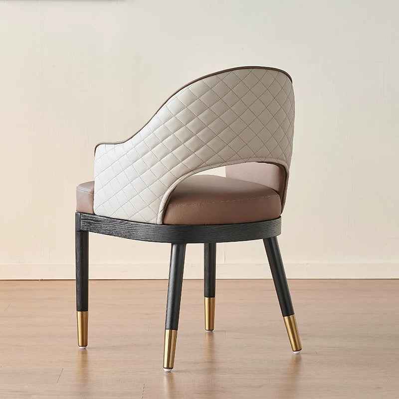 Dining Chairs Upholstered Faux Leather Dining Chairs with Arms Modern Chairs for Living Room Arm Chairs with Wood Frame Brown Leatherwith Wood leg