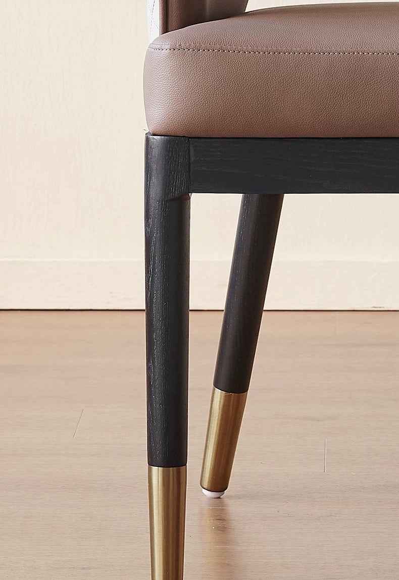 Dining Chairs Upholstered Faux Leather Dining Chairs with Arms Modern Chairs for Living Room Arm Chairs with Wood Frame Brown Leatherwith Wood leg