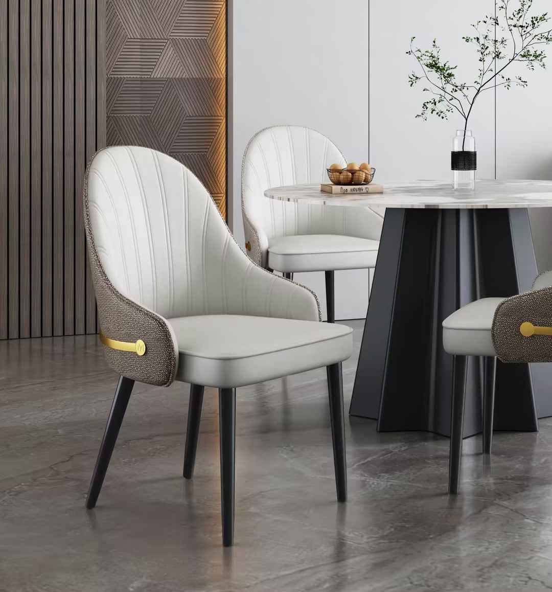 Ash Solid wood leg Upholstered Leather Dining chair