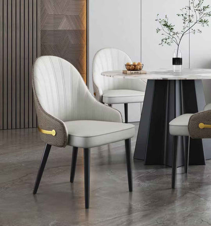 Ash Solid wood leg Upholstered Leather Dining chair
